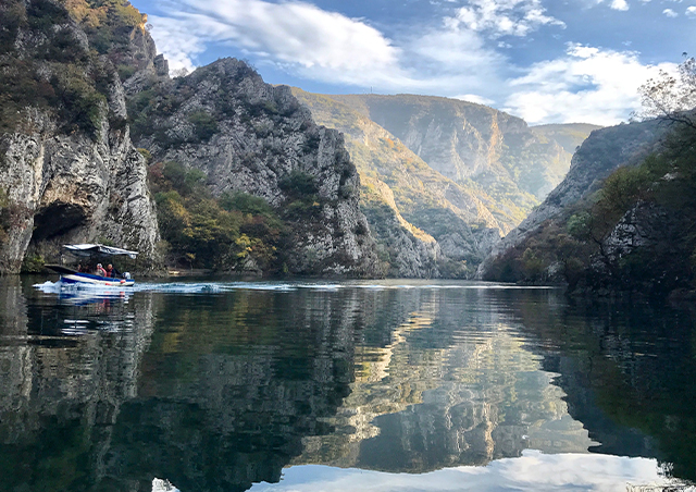 Matka Canyon, North Macedonia: Enjoying a serene  Kayak in the Matkaq Canyon in North Macedonia